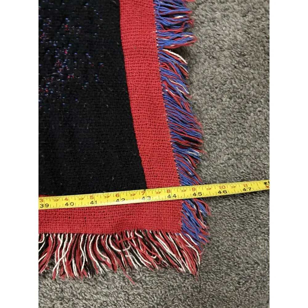1994 Coca Cola Santa Clause Christmas Holiday Woven Fringe Throw Blanket 44X58